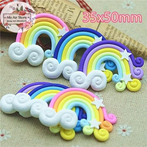 20PCS polymer clay hand made rainbow Flatback Cabochon Miniature Food Art Supply Decoration Charm DIY craft