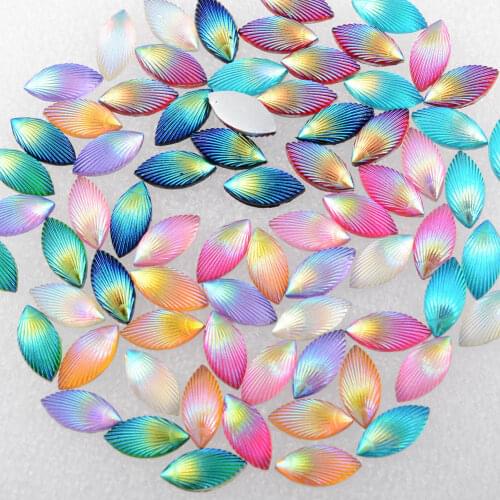 BOLIAO AB Horse eye Shape Resin 40Pcs 7*14 mm (0.28*0.55 in) Mix Color Rhinestone Flatback Cell Phone Beauty Home Decor