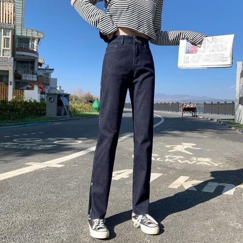 Straight Women Casual 2021 Street Style Versatile Denim Ladie long Pants Vintage Jeans Retro Quality Fashion cute able trousers
