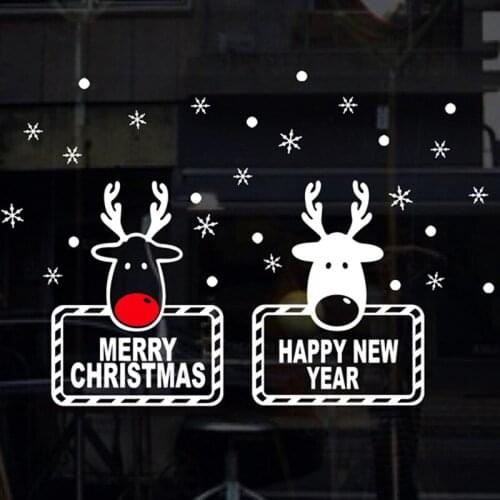 Merry Christmas home decor wall sticker window sticker snowflake Elk window stickers Christmas wall stickers for kids rooms