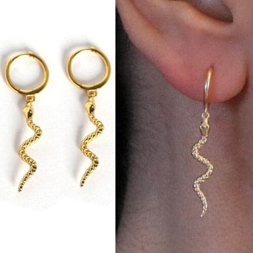 Real 925 sterling Silver Snake Huggie Hoop Earrings Dainty earring for women