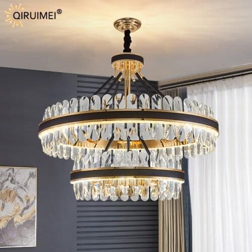Modern LED Chandelier Lights Bedroom Living Dining Room Hall Cafe Hotel Iron Crystal Electroplated Leather Lustre Lamps Lighting
