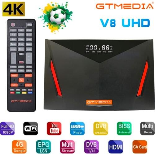 Gtmedia V8 UHD 4K TV Satellite Receiver Combo DVB S2 T2 Cable H.265 4K Ultra High Definition Built In WIFI