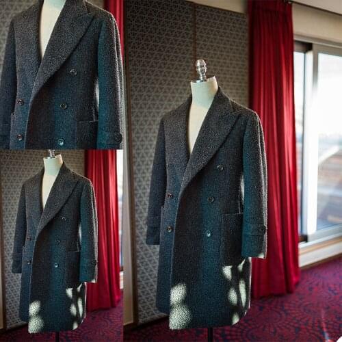Thich Warm Mens Coat Long Jacket Custom Made Tweed Wedding Tailored Blazer Jacket Only One Piece