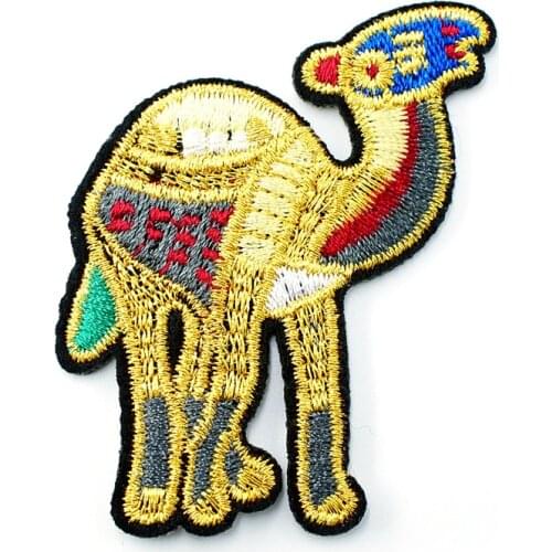 Camel 5.4x5.0cm DIY Cloth Badge Patches Clothing Cartoon Patch Fabric Sewing Embroidered Applique Jacket Jeans Clothing Badges
