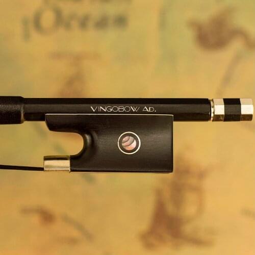 VingoBow 1/8 Size Carbon Fiber Violin Bow Pernambuco Performance Wild Tone Black Horse Hair for High Level Player 100VB Model