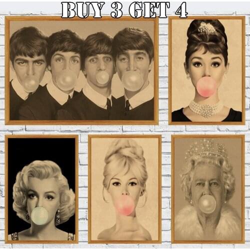 Singer Star Blow Bubbles Art Vintage Picture Bar Cafe Room Decor Wall Stickers