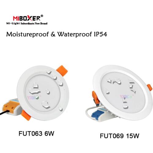 Miboxer 6W 15W RGB+CCT LED Downlight Moistureproof&Waterproof IP54 AC100~240V Round Ceiling Panel lamp 2.4G Remote APP Control