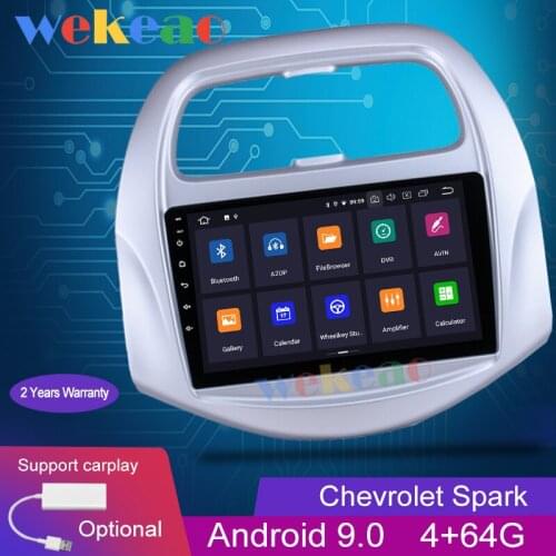 Wekeao Touch Screen 9'' Android 9.0 Car Dvd Player Car Radio Automotivo For Chevrolet Spark Carplay Auto GPS Navigation 4G 2018