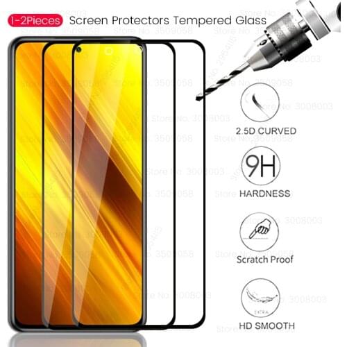 1 2 PCS Tempered glass on the poco x3 steklo screen protectors glasses xiomi pocox3 glas pocophone x3 3x little x 3 front movie