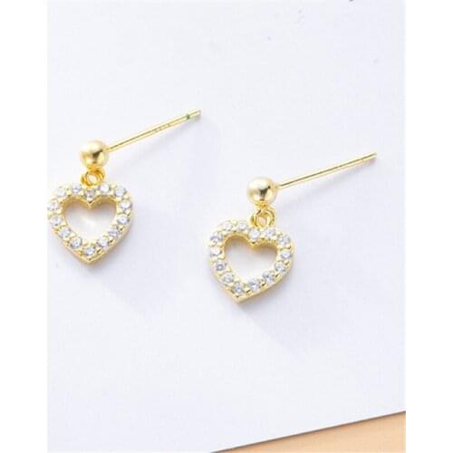 925 Sterling Silver Crystal Heart Stud Earrings For Women Wedding Party Gift Jewelry pendientes plata de ley 925 mujer eh1277