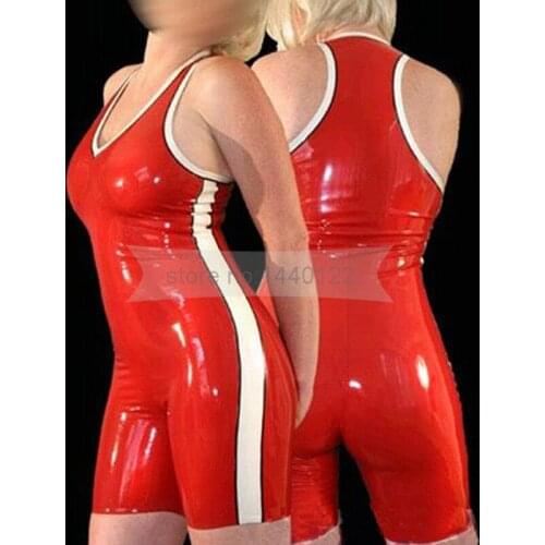 Red Latex Catsuit Costume Suit for Women Rubber Fetish Latex Sexy Tailored Made Adult Jumpsuit BNLC121