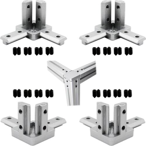 4PCS Aluminum Profile Connector,40Series 3-Way End Corner Bracket with M6 Screw for 8mm T Slot Aluminium Alloy Extrusion Profile