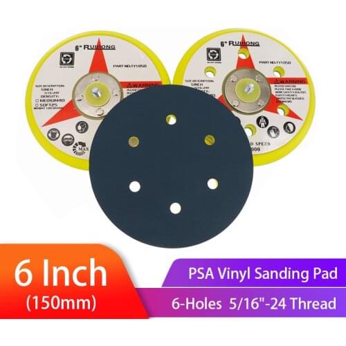 6 Inch 150mm Vinyl PSA Sanding Pad for Adhesive Discs Sander Backing Pad 5/16"-24 Thread Power Tools Accessories