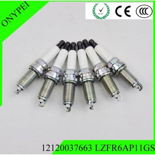 6PCS) 12120037663 LZFR6AP11GS Iraurita Spark Plug For BMW 128i 135i 328i 335i X3 X4 3.0L LZFR6AP-11GS
