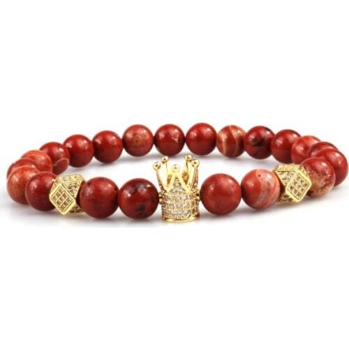 8mm crown multicolor nature Agate Onyx Chakra Healing Reiki Buddha Yoga Bracelet elastic adjustable Volcanic Stone Bangles uj34