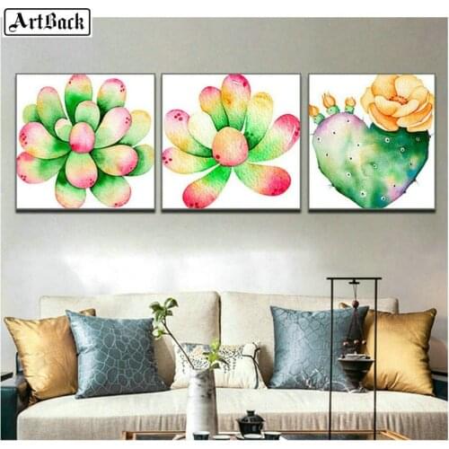 5d diamond painting cactus full square drill new 25 style three fight landscape animal icon diamond embroidery home decoration