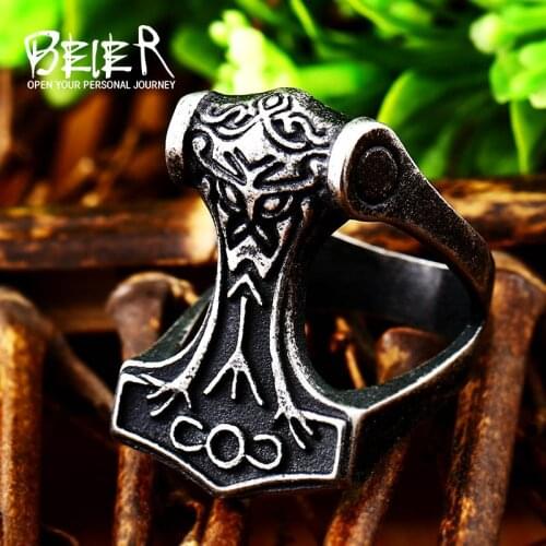 Beier 316L Stainless Steel Norse Viking Nordic Myth Thor man`s Jewelry High Quality fashion wholesale ring jewelry LR441