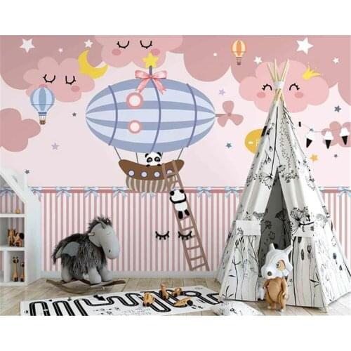 Beibehang Nordic minimalist hand-painted classic three-dimensional wallpaper animal balloon childrens room background wallpaper