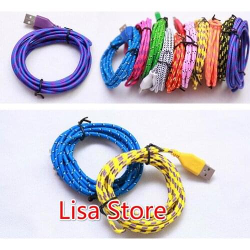 Free DHL 100pcs/lot 1M 2M 3M Flat Noodles nylon cable Data Charger Cable Accessory Bundles For iPhone Samsung Android