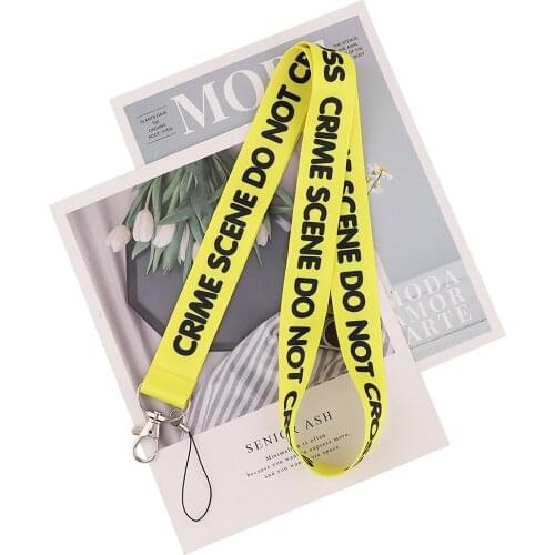 24pcs/lot MD1022 DMLSKY Crime Scene Do Not Cross Lanyard Keychain keys Badge ID Mobile Phone Rope Lanyard With Card Holder Cover