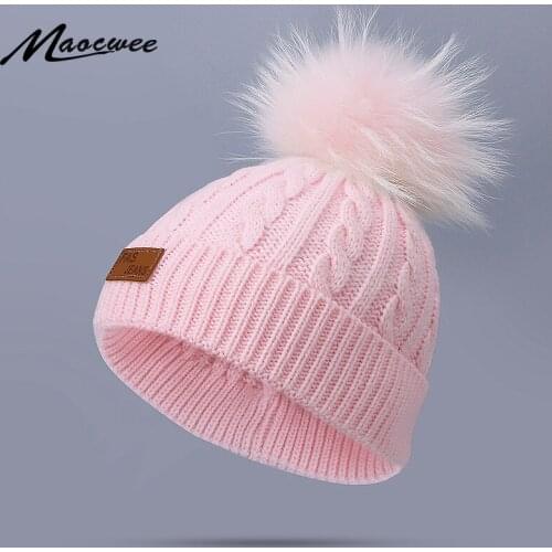 Brand Newborn Baby Kids Girls Boys Winter Warm Knit Hat Furry Balls Pompom Solid Warm Cute Lovely Cindy Color Beanie Cap Gifts