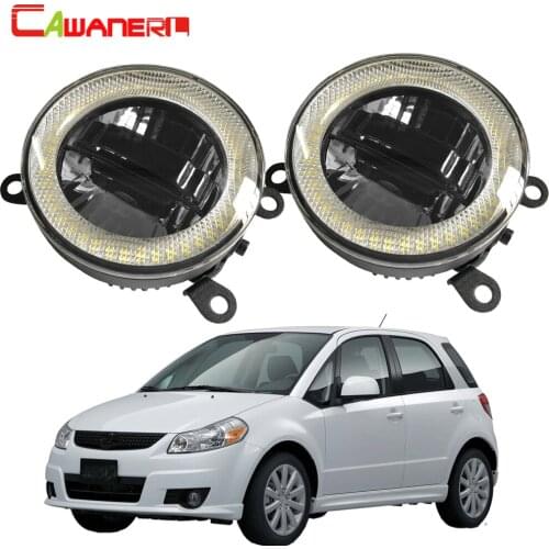 Cawanerl 2 X Car LED Light Kit Front Fog Light DRL Daytime Running Lamp Angel Eye 3000LM 12V For Suzuki SX4 (EY, GY) 2006-2014