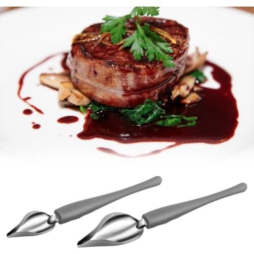 Chef Decoration Pencil Drawing Spoons Stainless Steel Multi-use Pencil Spoons Portable Mini Sauce Painting Kitchen Accessories