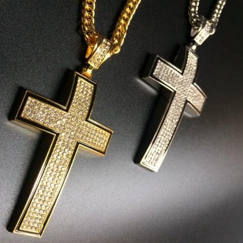 2021 Factory Direct Sales Super Texture Full Of Black Oil Classic Cross Necklace Hip Hop Hip Hop Hip Hop Trendsetter Necklace Pe