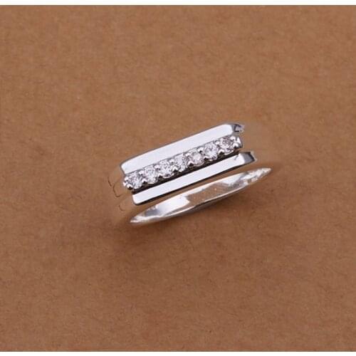 Hot Sell!Wholesale Sterling 925 silver ring,925 silver fashion jewelry ring,middle section inlaid stone smooth Rings SMTR233