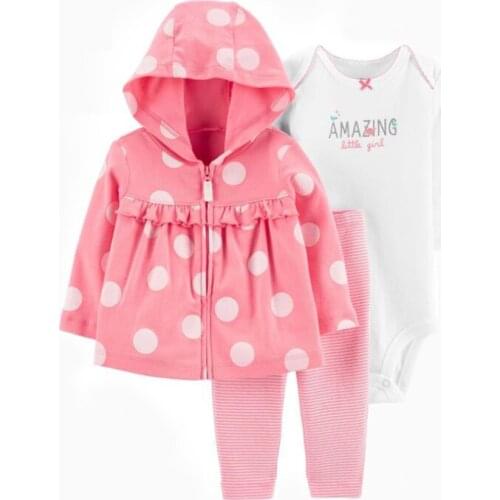 3PCS Infant Toddler Baby Boy Girl Clothes Sets Unicorn Floral Printed 2021 Spring Hooded Tops +Bodysuit+Pants Baby Outfits