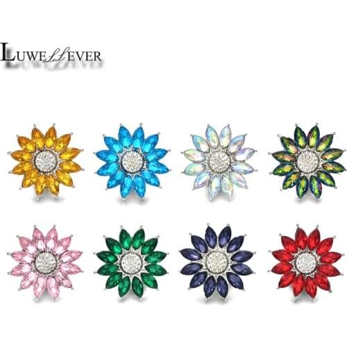 Component w027 Flower Crystal 18mm Metal Snap Button For Bracelet Necklace Interchangeable Jewelry Accessorie Findings