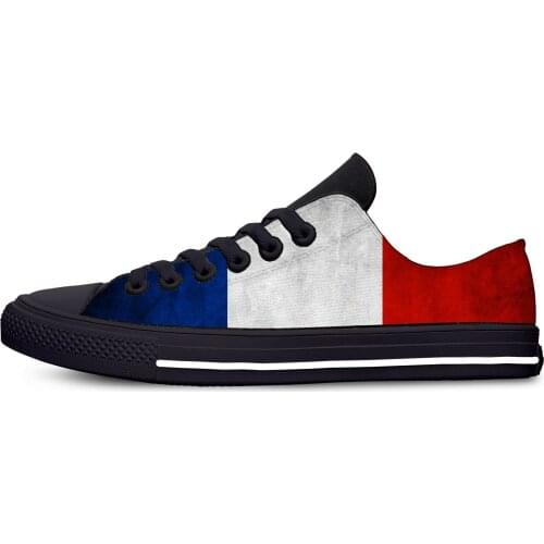 France Flag Vintage Fashion Cool Funny Classic Casual Cloth Shoes Low Top Lightweight Breathable 3D Printed Men women Sneakers