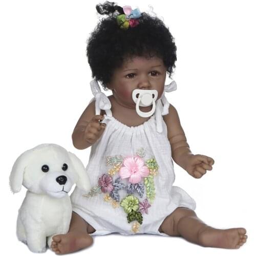Bebes doll 56CM l African American baby soft full body silicone100% hand-made detailed painting collectibles rebborn doll