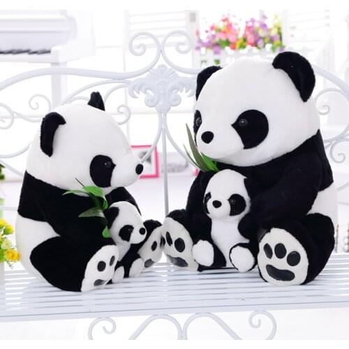 Family Panda Mom and Baby Plush Toy Doll with 25cm 30cm 50cm Height Choices as Gift for Girl Boy Children