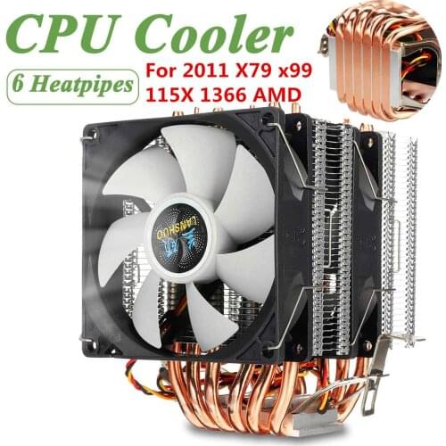 LGA2011 CPU Cooler Dual Tower CPU Cooling Fan 6 Heatpipes 3PIN Computer Heatsink Radiator for Intel 115X 775 1366 & AMD X79 X99