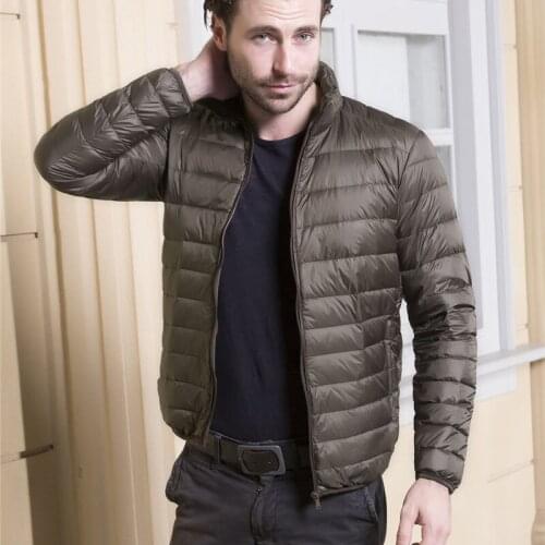 Plus Size 3XL Spring/Autumn Mens Lightweight Jacket Duck Down Filler Fashion Male Fall Slim Casual Coat Solid Striped Streetwear