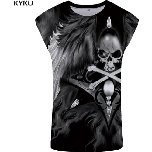KYKU Skull Tank Top Men Wing Vest Funny Ftness Clothing 3D Tanktop Leisure Mens Bodybuilding Singlet Sleeveless Shirt 2018