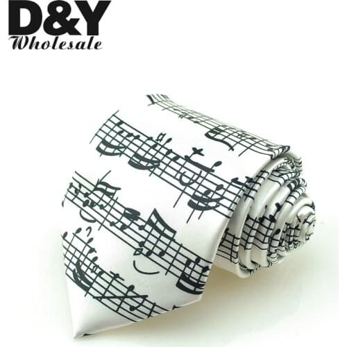 Mens Ties 8cm Sound Spectrum White / Music Note Score Necktie Woven Classic Wedding Party Formal Dress Gift Cravat Ties For Men
