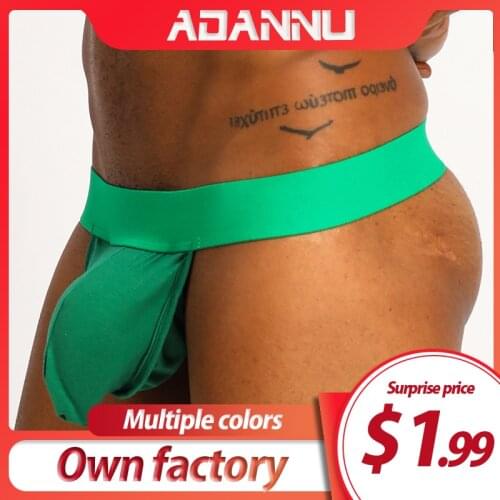 ADANNU Brand No Logo Sexy Underwear Men Jockstrap Cotton Breathable Comfortable Underpanst Cueca Men Thongs U Pouch Erotic