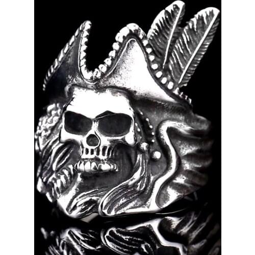 316L Stainless steel steam ram Men punk ring Animal Pirate Powerful Skull man Band gothic rings Jewelry Gift For Him