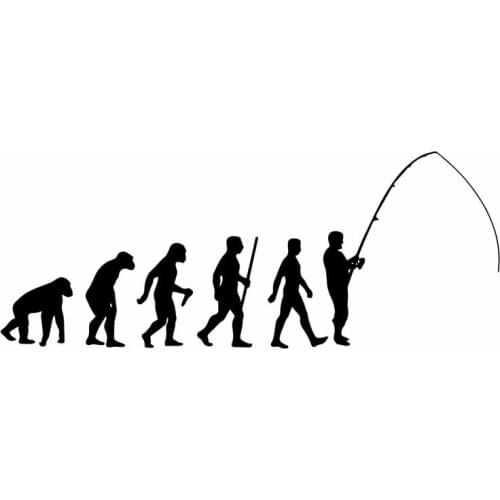 18CM*7CM Fishing Evolution Car Sticker Waterproof Decal KK Vinyl Art Fly Fish Ape To Man Car Accessories Black/White