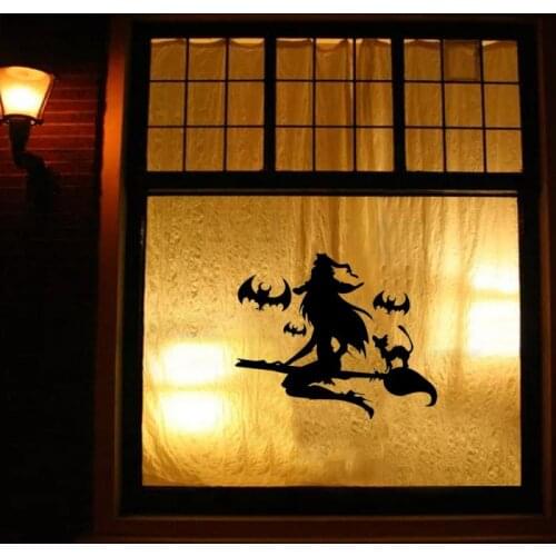 Halloween Decal Halloween Window Wall Sticker Glass Sticker Window Home Decoration Creative Witch Pumpkin Halloween Sticker