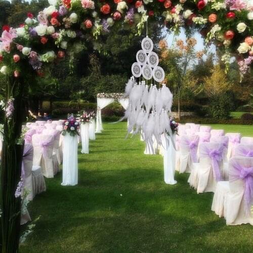 New Vintage Handmade Indian Dream-Catcher Net with Feathers Wall Hanging Decoration Ornament White Big Dreamcatcher Wedding Gift