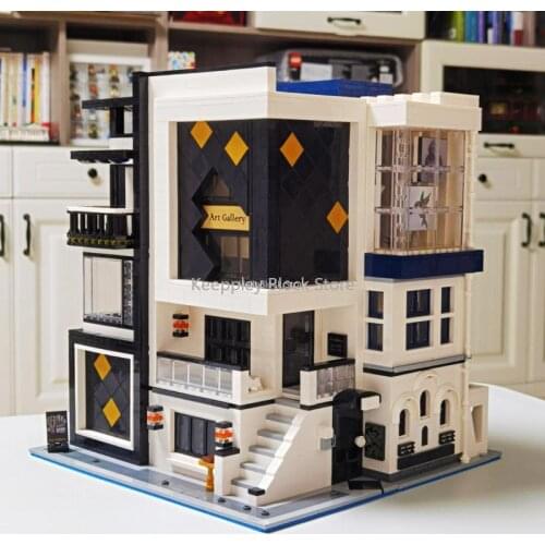 Mould King Street View Series Art Gallery Showcase MOC Building Blocks Bricks With LED Light Modular Toys Kids Birthday Gifts