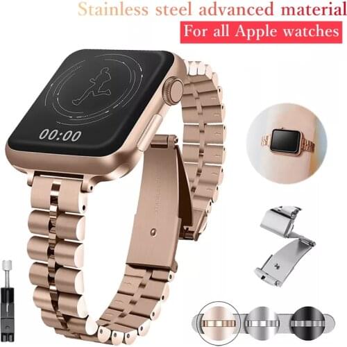 Stainless Steel Strap for Apple Watch Band 44mm 40mm 42mm 38mm Metal Bracelet for iWatch Series 6 SE 5 4 3 2 1 Replacement Strap
