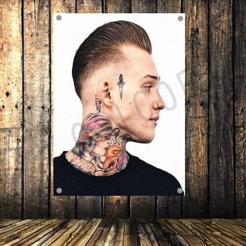 Retro tattoo haircut poster Banner Flag Music Poster Wall Hanging Tapestry Stickers HD Canvas Print Art Barber Shop Home Decor