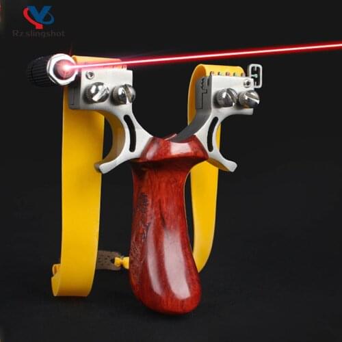 Stainless Steel Slingshot High Precision Fast Press Wooden Handle Catapult with Rubber Band Outdoor Hunting Sports Shooting