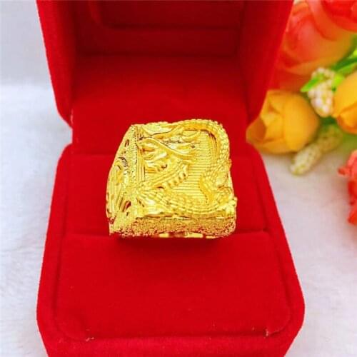 Luxury Gold 14K Ring for Men Wedding Engagement Anniversary Ring Delicate Dragon Pattern Yellow Gold Jewelry Birhtday Gifts