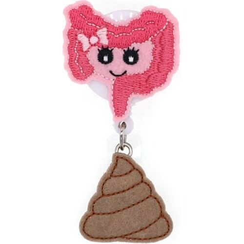 New Arrival Cute Anus/Stool Retractable Felt ID Badge Holder Reel